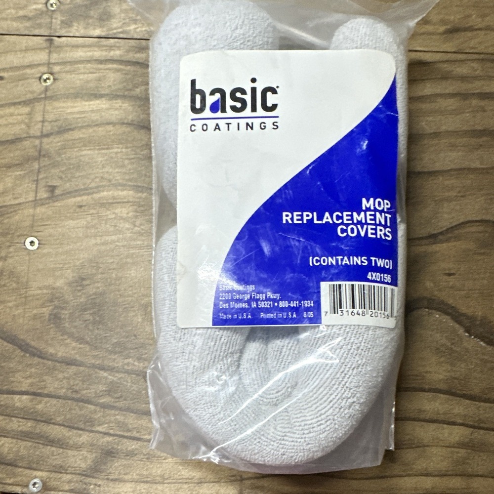 Basic Coatings Mop Replacement Covers Microfiber Reusable White 2-Pack 4X0156